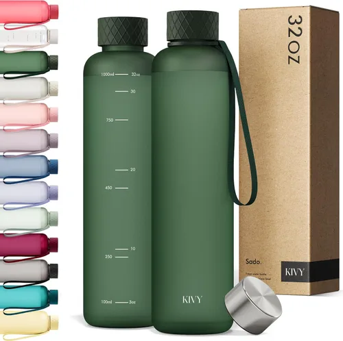 Vista 45 de KIVY Botella de agua delgada de 22 onzas [ligera e inastillable] – Botella de agua reutilizable de Tritan – Botella a prueba de fugas para mujeres