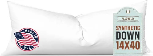 Vista 28 de Pillowflex - Inserto de almohada de plumón sintético de 16 x 22 pulgadas, ultra suave, almohada grande rectangular, lumbar, para la espalda