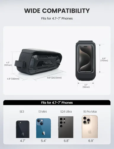 Vista 5 de Aomiker Bolsa impermeable para marco de bicicleta - [Cremallera rápida 2025] Bolsa de teléfono para bicicleta con capacidad de 1.6 L, bolsa de tubo