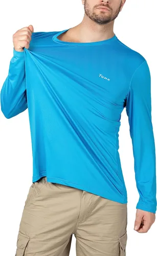 Tuna Camisas de pesca para hombre, manga larga, UPF 50+, protección solar UV, protección contra erupciones, ligeras, de secado rápido, para