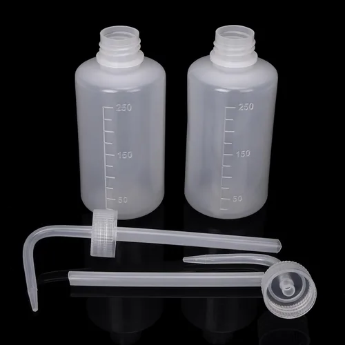 Vista 5 de DEPEPE Paquete de 6 botellas de 250 ml exprimibles para líquidos, botella de plástico LDPE de seguridad con boca estrecha y etiquetas de escala