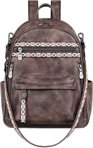 Vista 14 de FADEON Mochila pequeña para mujer, diseño de piel sintética, espaciosa, mini mochilas, multibolsillo, mochila de hombro a la moda, Mochilas Daypack