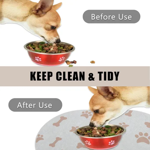 Vista 4 de YCT Tapete para comida y agua para perros, tapete para tazón de plato de gato, sin manchas, fácil de limpiar, absorbente, de secado rápido, tapete