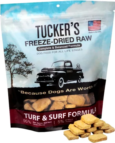 Vista 3 de Tucker's Raw Frozen Alimento crudo liofilizado para perros, fórmula de césped y surf, 14 onzas