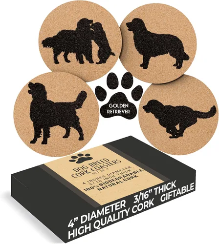 Vista 10 de Portavasos de corcho para amantes del pastor alemán, juego de 4 con parte inferior protectora, decoración de perro para bebidas, gran idea de regalo