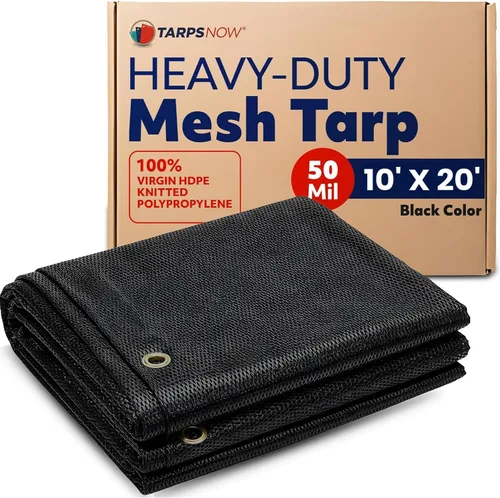 Vista 12 de Tarps Now Lonas de malla resistentes (4 x 10 pies) con ojales, lona de tela con 75 % de protección solar para pantalla de patio, bloque de viento