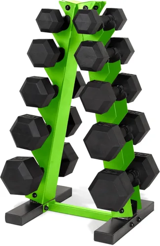 Vista 30 de CAP Barbell Juego de mancuernas hexagonales recubiertas de 150 libras con estante vertical Múltiples opciones