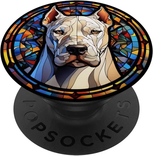Vista 6 de Dogo Argentino Dog Stained Glass Leadlight Artistic Design PopSockets MagSafe PopGrip for iPhone