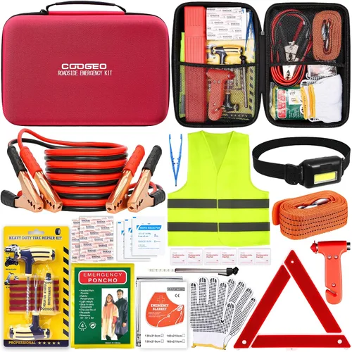 Vista 11 de Kit de emergencia para automóvil con cables de arranque de batería, accesorios de automóvil para hombres o mujeres, kit de emergencia
