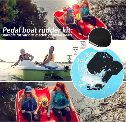 Vista 5 de XTPTFABS Kit de timón de barco de remo acuático compatible con muchos botes de pedal de 3 o 5 plazas, se adapta a Aquatoy, embarcaciones acuáticas