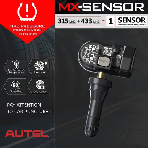 Vista 3 de Autel Sensores TPMS 2 en 1 Sensor MX-Sensor 315Mhz/433Mhz Sensor de presión de neumáticos, sensores TPMS inalámbricos programables y clonables a