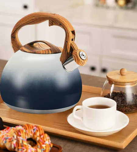 Vista 8 de Tetera FOEDO para estufa, hervidor silbante fuerte para hervir agua, café o leche, hervidor de acero inoxidable pesado de 3.2 cuartos con mango