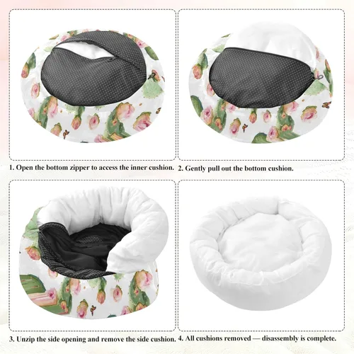 Vista 7 de Wudan Pet Cat Beds Relieve Stress Fluffy Dog & Cat Cushion for Small Size Pets Sleeping XS Beauty Prickly Pear Fruit White