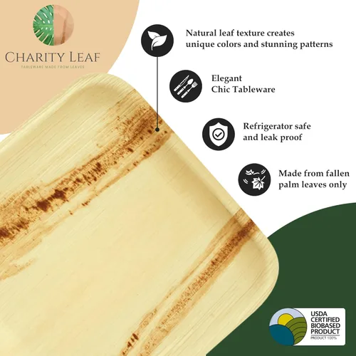 Vista 6 de Charity Leaf Platos redondos desechables de hoja de palma de 12 pulgadas (25 piezas) platos para servir como bambú, tablas desechables, vajilla