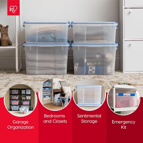 Vista 3 de IRIS USA - Contenedor organizador de plástico hermético de 16 cuartos de galón con tapa duradera y sello y hebillas de cierre seguro