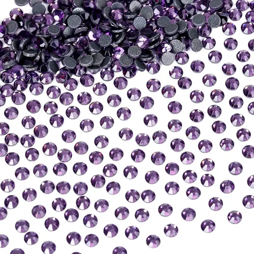 Vista 69 de 1440 piezas de diamantes de imitación termoadhesivos SS20 color púrpura2 con parte posterior plana, gemas de cristal de vidrio para ropa, camisas