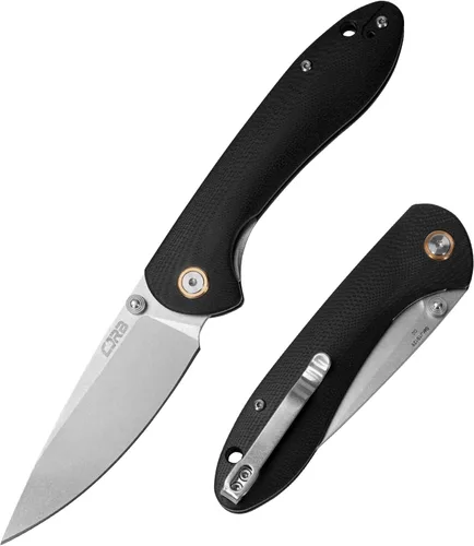Cuchillo plegable de bolsillo CJRB Feldspar Stonewash, con hoja de acero D2, mango táctico G10, para uso diario, mango negro (J1912)