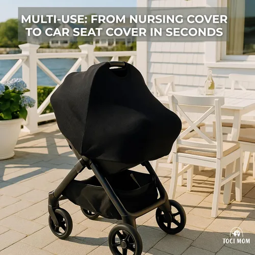 Vista 4 de Poncho transpirable para lactancia – Elegante bufanda multiusos para lactancia materna, funda de asiento de coche y manta de bebé para madres