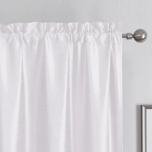 Vista 74 de Chyhomenyc Uptown - Cortinas negras de 24 pulgadas de largo, 2 paneles, cortinas cortas de seda sintética para oscurecer la habitación, cortinas