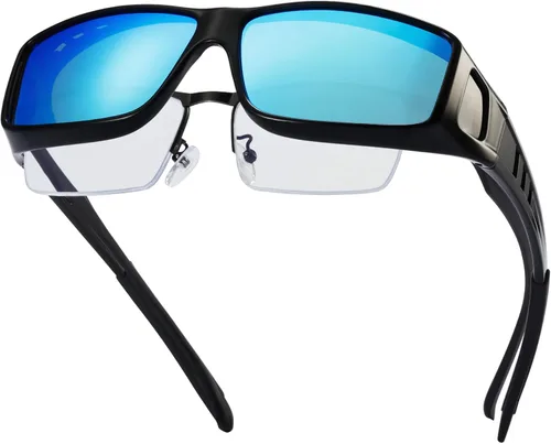 LASHION Over Glasses Sunglasses for Men Women, Wrap Around Sunglasses UV Protection Polarized Sports Sunglasses for Driving