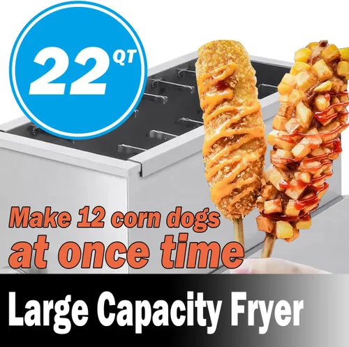 Vista 4 de Freidora de maíz para perros con queso comercial, máquina para hacer palitos de perritos calientes, freidoras de gas LPG para cocina, restaurante