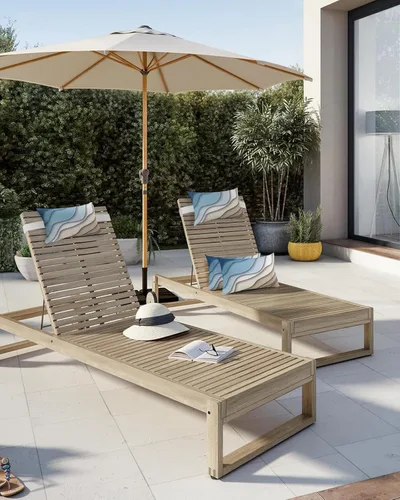 Vista 5 de Almohadas para exteriores con rayas degradadas azules y marrones para tumbona, almohada de apoyo lumbar impermeable a rayas abstractas con banda