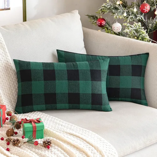 Vista 21 de MIULEE Fundas de Almohadas Decorativas de Otoño Paquete de 2 Decorativas Clásicas Estilo Granja a Cuadros Búfalo de Poliéster Lino Suaves Fundas