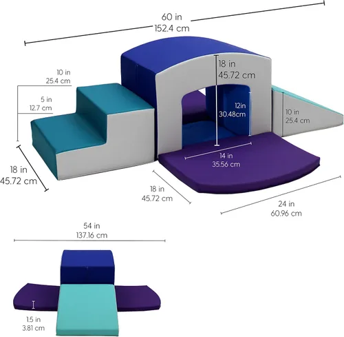 Vista 11 de FDP SoftScape Playtime Grow-n-Learn - Escalador de túnel para niños pequeños