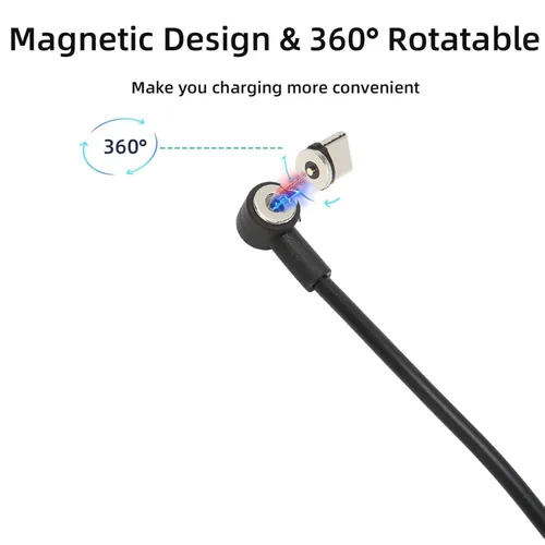Vista 2 de Cable de carga para PS5, cable de datos tipo C de 2.6 pies, cable de carga magnético dual de 90 grados tipo C 2 en 1 para PS VR2 para interruptor