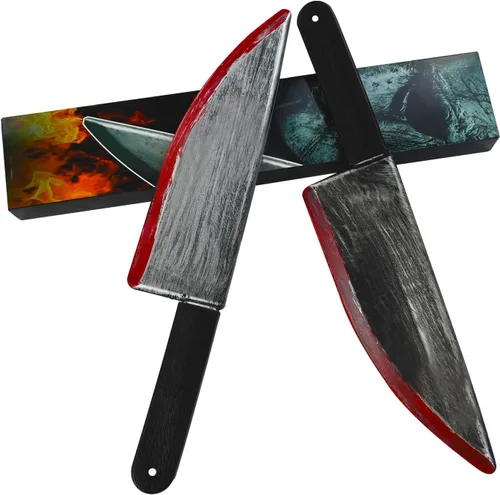 Cuchillo de carnicero de Halloween, 2 unidades, cuchillo clásico de película de terror, cosplay, accesorios de goma para Halloween