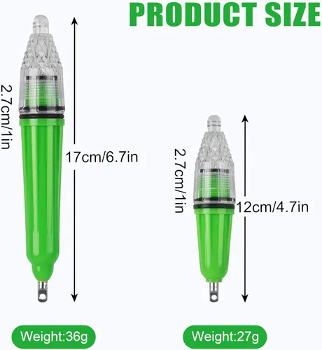 Vista 5 de Luz de pesca subacuática, 4 piezas de luz LED de pesca de caída profunda, luz de pesca LED impermeable, luz intermitente de noche, señuelo de pesca