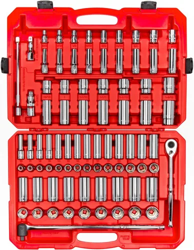 Vista 11 de TEKTON Juego de llaves de vaso y trinquete de 6 puntos poco profundos y profundos de 1/2 pulgada con funda, 37 piezas (3/8 - 1-5/16 pulgadas)