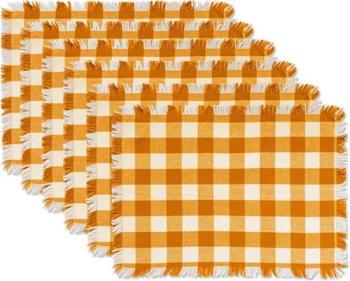 Vista 24 de DII Colección de Mesa a Cuadros Pesada con Flecos, Camino de Mesa, 14x108, Pumpkin Spice Naranja