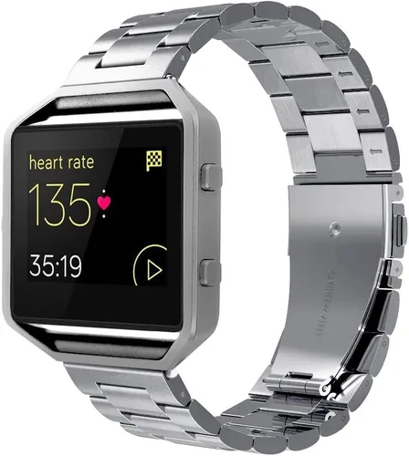 Vista 2 de Simpeak Correa de acero inoxidable para mujeres y hombres con marco de acero inoxidable compatible con Fitbit Blaze, herramienta de extracción Match