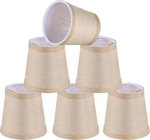 Aspen Creative 51019-6, pantalla de araña de transición con clip imperio, tela con textura de lino dorado, parte superior de 3 pulgadas x 4 pulgadas