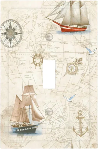 Vista 14 de Cubierta Decorativa para Interruptor de Luz Anclajes Tablón Faros Aves Marinas 2 Gang Cubiertas de Tomacorriente 1 Toggle 1 Dúplex Placa de Pared