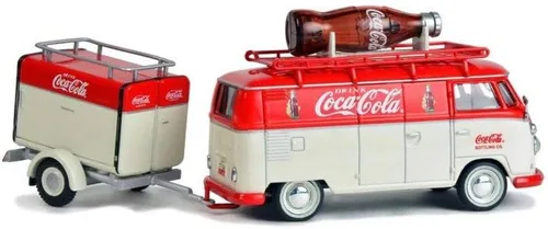 Vista 3 de 1960 Volkswagen T1 Kombi Van con remolque, Coca-Cola - Motorcity Classics 443060-1/43 Escala Diecast Model Toy Car