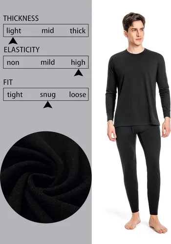 Vista 2 de Nutria Conjunto de ropa interior térmica para hombre, con forro polar, pantalones largos para hombre, ligero, capa base superior e inferior, clima