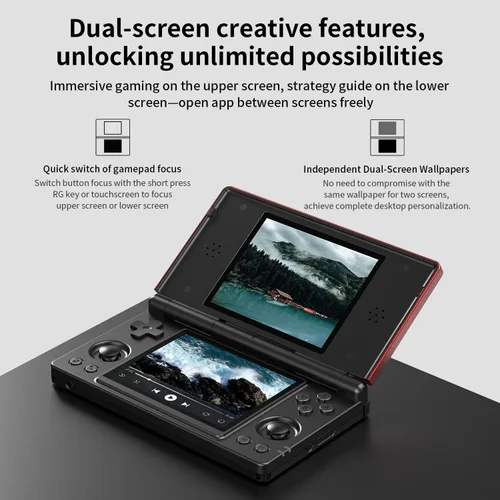 Vista 7 de GiipGoop RG DS Handheld Game Consoles RG DS Retro Gaming Console Dual-screen Video Game Console 3+32GB Android 14 Portable Pocket Arcade 4000mAh