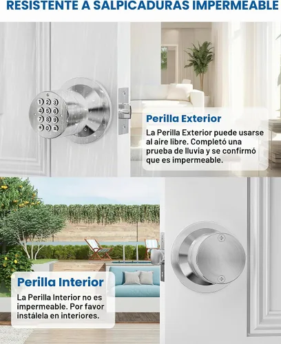 Vista 9 de HIDALIFE Pomo de puerta con teclado, perilla de puerta con cerradura, cerradura de puerta de entrada sin llave con código para puerta delantera