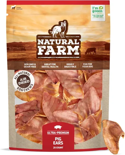 Vista 11 de Natural Farm Orejas de cerdo para perros (8 unidades), un ingrediente: orejas de cerdo enteras naturales, secas al aire, golosinas de larga duración