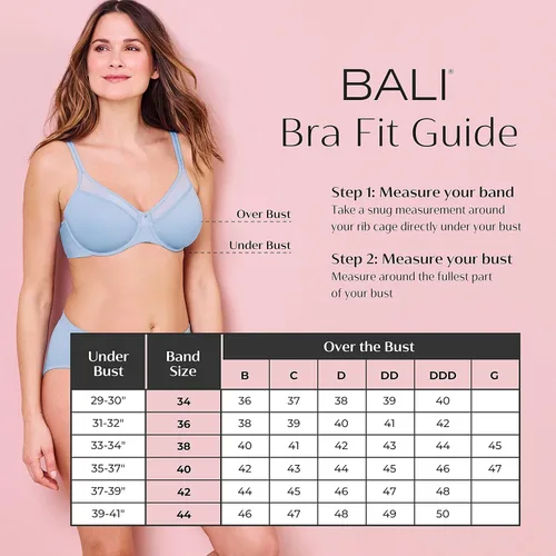 Vista 8 de Bali - Brasier para mujer One Smooth U Ultra Light, con aros y copas lisas diseñado para usar debajo de camisetas, tiras ajustables