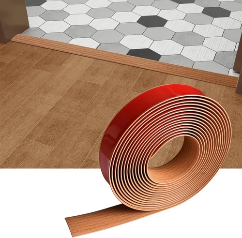 Vista 26 de Tira de Transición Plana para Piso/Puerta y Moldura Autoadhesiva de Vinilo para Borde de Piso, Revestimiento de Juntas de Piso Laminado, Tira