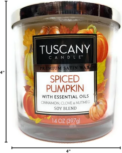 Vista 5 de Tuscany Candle Spiced Pumpkin: Cinnamon, Clove & Nutmeg Scented Candle, 14 oz