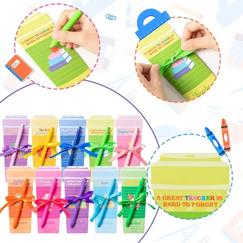 Vista 4 de ANGOLIO 10Sets Teacher Coffee Cup Notepads with Pens - Valentine's Day Teacher Appreciation Gifts Sticky Note Personalized to Do List Note for