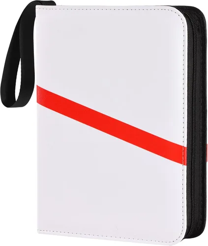 Vista 17 de Carpeta para tarjetas coleccionables de 4 bolsillos con cremallera y correa de mano, capacidad para hasta 400 tarjetas, carpeta TCG de piel
