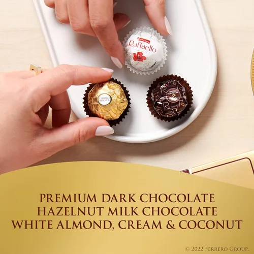 Vista 6 de Ferrero Collection Premium Gourmet Surtido de chocolate con leche de avellana, chocolate negro y coco, 48 unidades (paquete de 2)