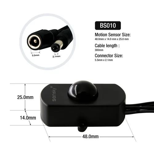 Vista 3 de Sensky BS010 12v 24v 3a Pir - Sensor de Movimiento Interruptor de larga Distancia de Tiempo Ajustable Sensor Pequeño Interruptor, DIY, Iluminación