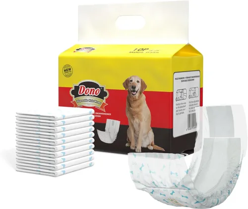 Vista 13 de Dono Pañales desechables para perros machos con indicador de humedad, 56 unidades, bandas superabsorbentes para el vientre para perros machos
