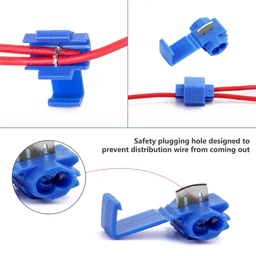 Vista 4 de 150 conectores de cable de empalme rápido, conector eléctrico a presión sin soldadura, azul, conector de empalme de alambre, conectores de crimpado